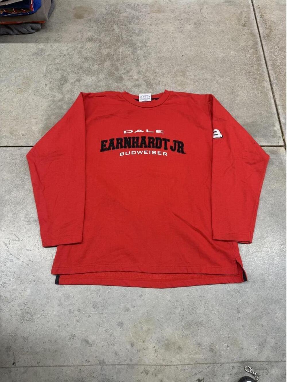 vintage dale earnhardt jr budweiser red spell out crewneck size large
